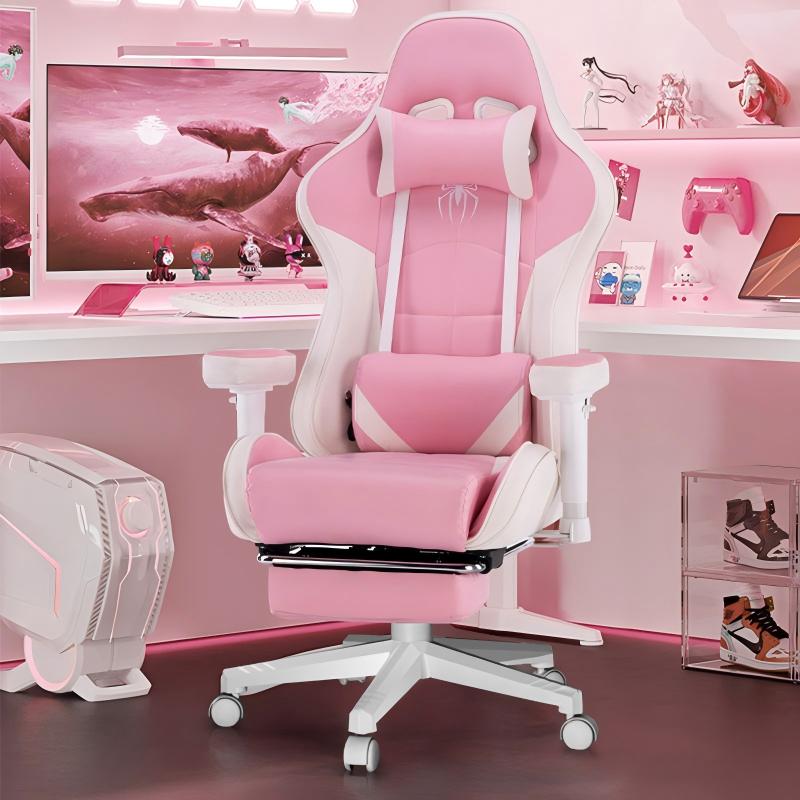 China Made Price Ergonomic High Back Swivel Headrest Armrest Footrest Office Pink Gaming Chair for Gamer